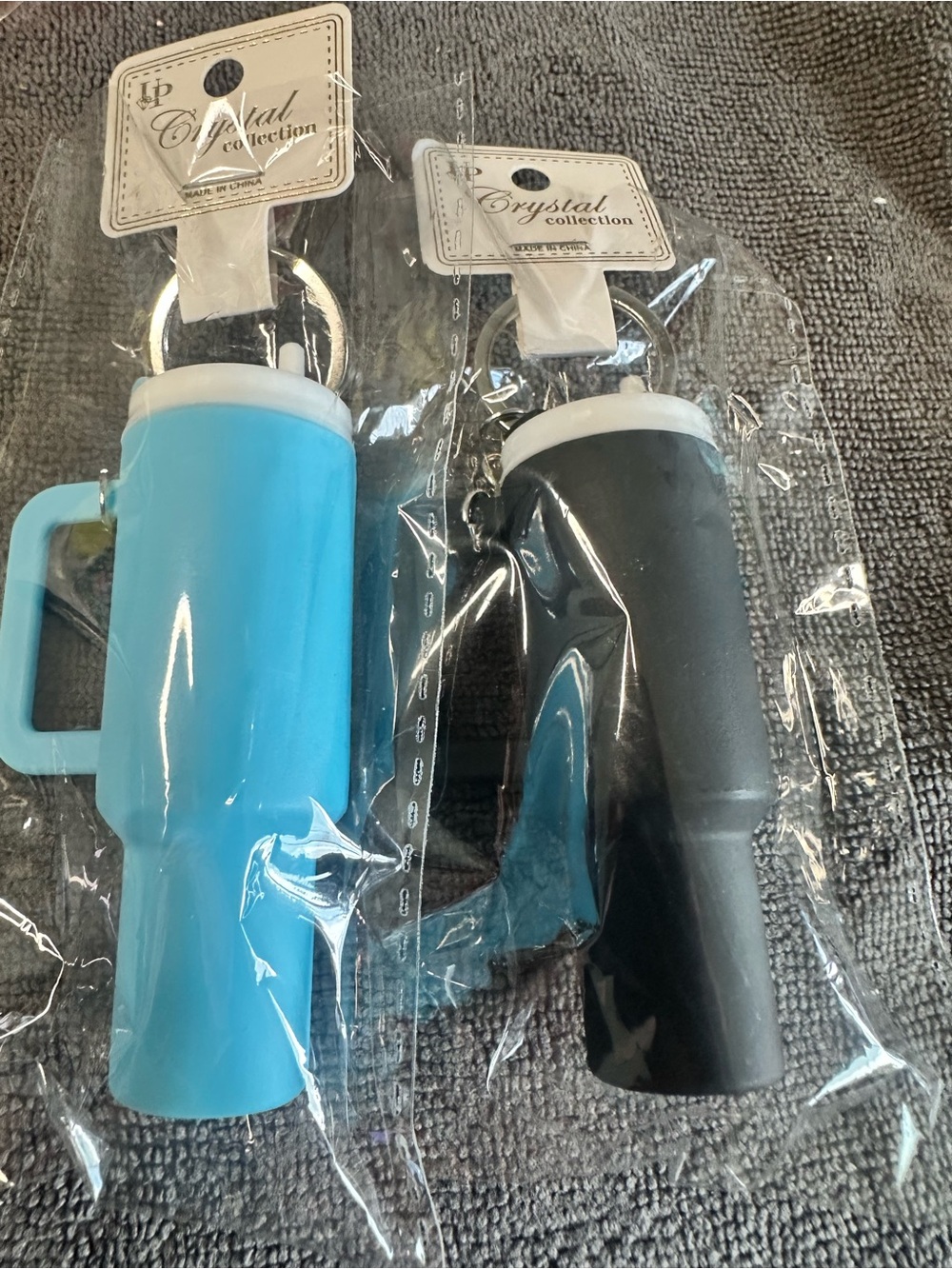 Blue and Black Tumbler Keychain Set